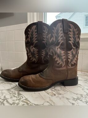 Ariat Women’s Heritage Stockman Sassy Brown Western Embroidered Leather Boots